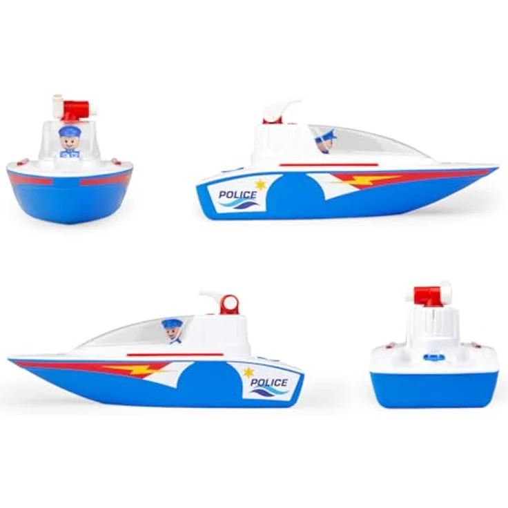 Lena BOAZZ Polizeiboot 36 cm, mit Wassertank und Spritzfunktion, für Kinder ab 2 Jahren, Blau – Bild 4