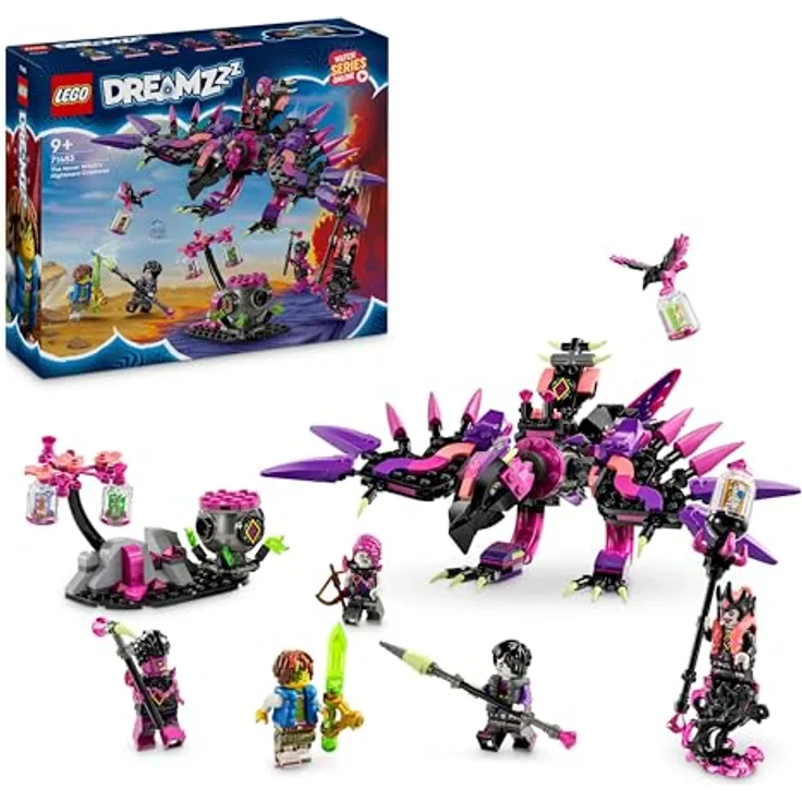 LEGO DREAMZzz 3-in-1 Die Albtraumkreaturen der Nimmerhexe, magisches Kinderspielzeug, baubarer Kessel, Wolf oder Rabe, Fantasy-Spielset für Mädchen und Jungen ab 9 Jahren 71483, mit 5 Minifiguren und Bauanleitung in der LEGO Builder App - Preisvergleich