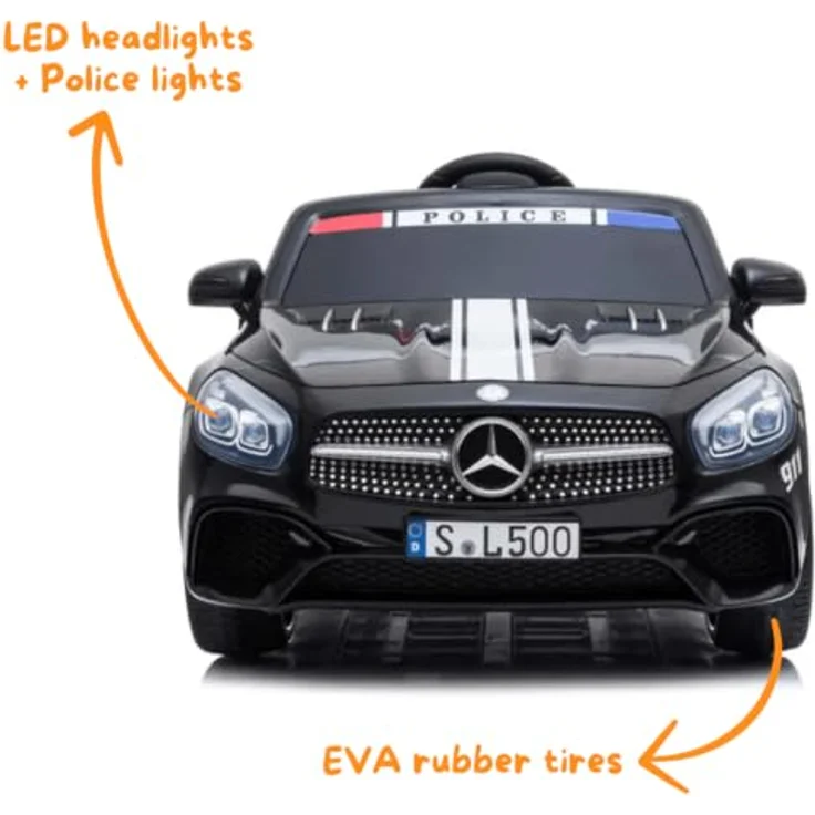 Mercedes Elektro-Polizeiauto 12V SL500 AMG, 1-6 Jahre, Fernbedienung, Schwarz – Bild 5