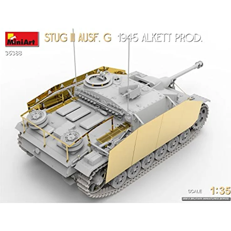 Mini art StuG III Ausf. G 1945 Alkett Prod., Modellfahrzeug im Maßstab 1:35 mit beweglichen Winterkettengliedern und detailgetreuen Photoätzteilen – Bild 4