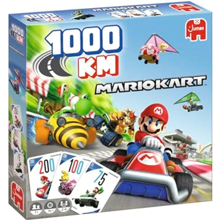 Jumbo 1000KM - Mario Kart, Brettspiel für die Familie mit einfache Regeln und spannendem Rennen