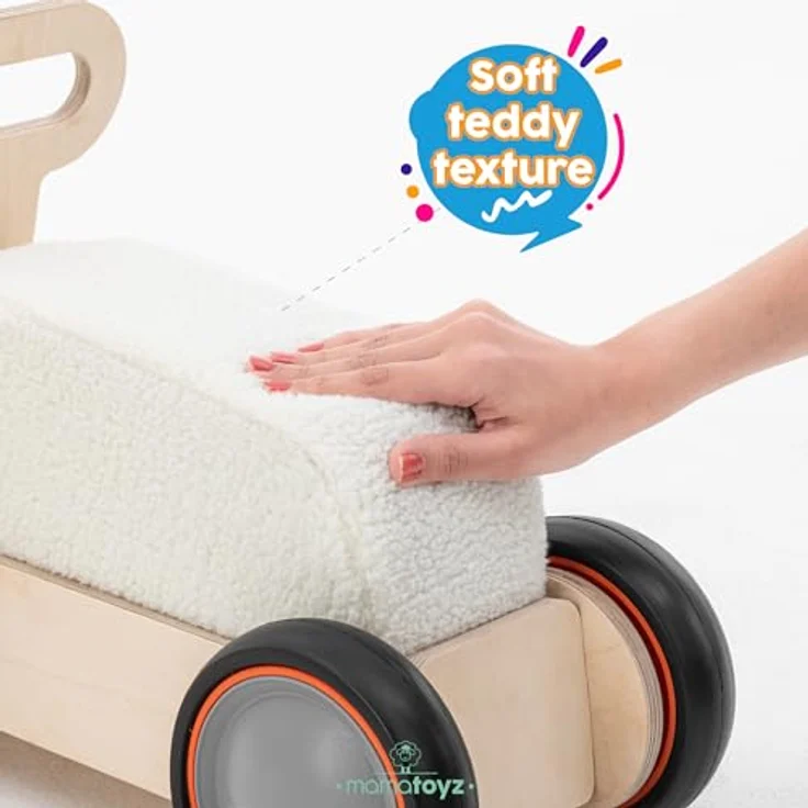 Mamatoyz 03DSBE DriveMe Soft Bear Vierrad-Aufsitz-Gehwagen aus Holz, ziehbarer 3-in-1-Spielzeughalter für Kinder mit weichem, abnehmbarem Schwammsitz – Bild 4