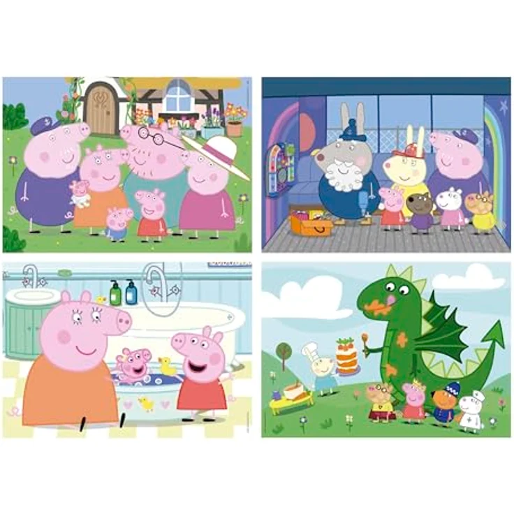 Educa Peppa Pig Set mit 4 progressiven Kinderpuzzles, 20 bis 80 Teile, umweltfreundlich aus recyceltem Karton, 28 x 20 cm, ab 4 Jahren – Bild 2