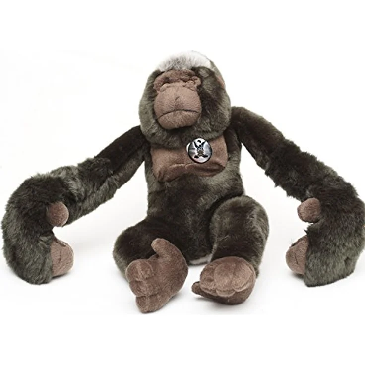 Kuscheltiere.biz Gorilla Kuscheltier AFFE Menschenaffe Hangelaffe Acrobats Plüschtier KABARA - Naturrealistisch, SEMO Acrobats Serie, waschbar, hochwertig in Grau – Bild 4