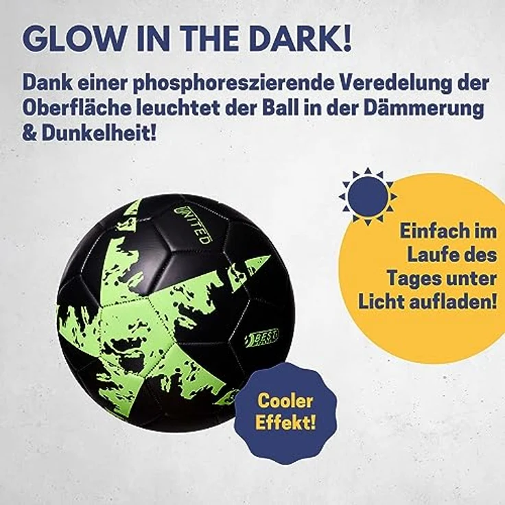 Best Sporting Glow In The Dark Fußball Größe 5 I leuchtender PVC Leuchtball für Kinder & Erwachsene – Bild 4