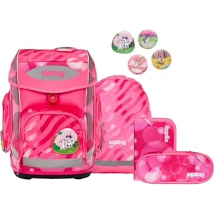 ergobag cubo Set, ergonomischer Schulrucksack 5-teilig für 1. Klasse, individuell anpassbar, wasserfest, mit Reflektoren, aus 27,7 recycelten PET-Flaschen – Bild 1
