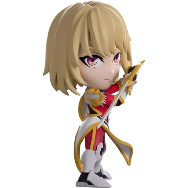 Youtooz Solo Leveling Vinyl Figur Cha Hae-In, 12 cm, mit roter und weißer Rüstung, goldenen Verzierungen und Lichtschwert – Bild 3