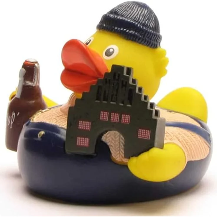 Duckshop Badeente - personalisierbar (Flensburg Ente) mit Wunschtext bis 10 Zeichen, Material Vinyl, Maße 8x7x7,5 cm – Bild 3