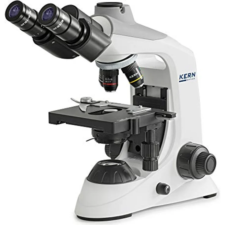 Kern OBE 134 Trinokular Durchlichtmikroskop 1000x mit stufenlos dimmbarer 3W-LED und höhenverstellbarem Abbe-Kondensor – Bild 1