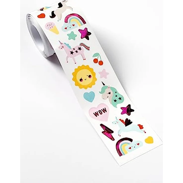 Folia Sticker Stickerrolle UNICORN Mitgebsel Sticker Set mit 352 Aufklebern, 4 m lan in magischem Einhorn-Design – Bild 2