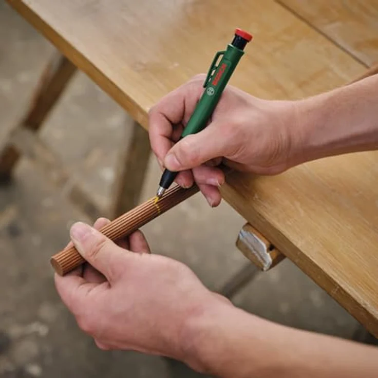 Bosch Home & Garden Tieflochmarkierstift, Ersatzminen-Set mit 6 mehrfarbigen Minen (rot, gelb, Graphit HB) für vielseitiges Markieren, mit Kunststoffkoffer – Bild 3