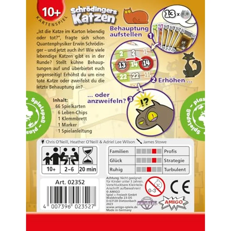 AMIGO 02352 Schrödingers Katzen, Kartenspiel mit originellem Thema und Physikatzen-Sonderkarten – Bild 3