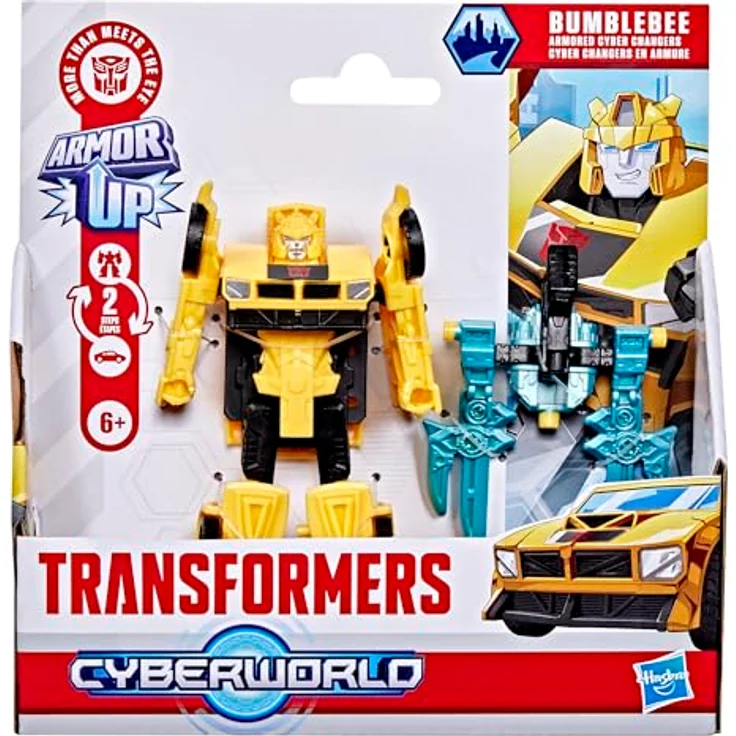 HASBRO Transformers Cyberworld Bumblebee, 10 cm Armoured Cyber Changers Figur mit verwandelbarem Blaster, ab 6 Jahren geeignet – Bild 2