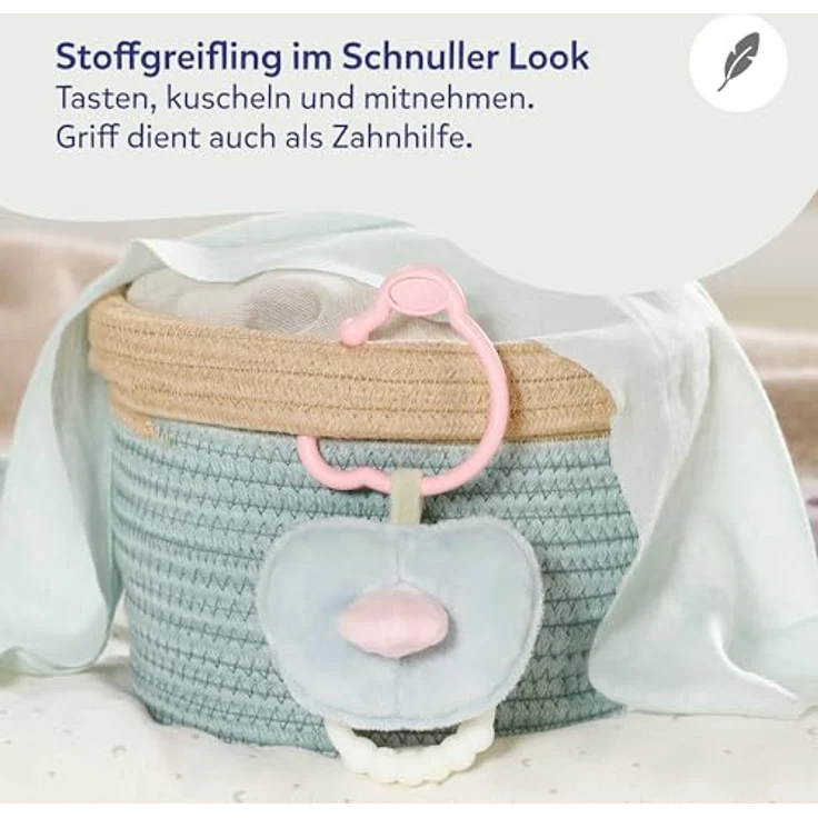 BABY Born Plüsch Schnuller mit Bärchengesicht, Beißring mit Clip, 18 cm groß, quietscht, waschbar – Bild 3