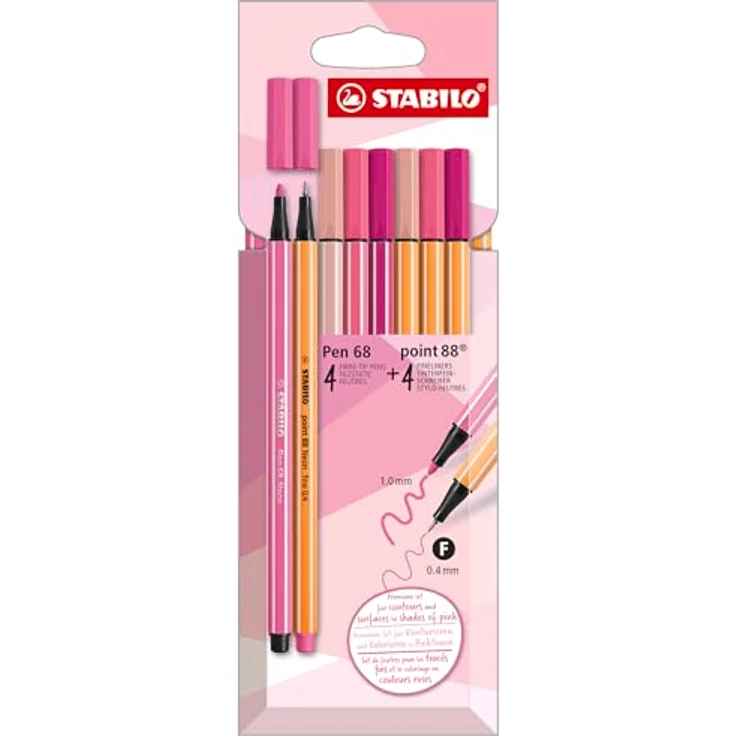 STABILO Filzstift Set, Pen 68 & Point 88, Shades of Pink, hohe Farbbrillanz und metallgefasste Spitze – Bild 1