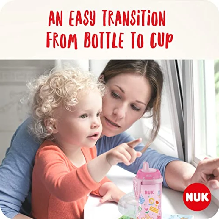 NUK Kiddy Cup Night Trinklernflasche | Schnabeltasse mit Leuchteffekt | 12+ Monate | Auslaufsicher mit harter Trinktülle | Clip und Schutzkappe | BPA-frei | 300 ml | Herzen (lila), 10255677 – Bild 3