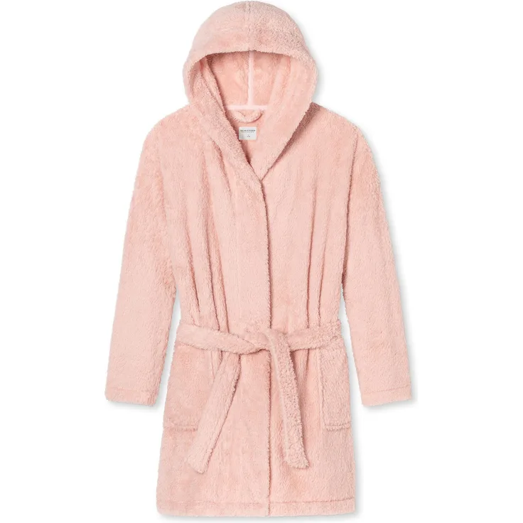 Schiesser Bademantel Teddy Fleece, Damen Kurzmantel mit super flauschigem Teddy-Fleece, grau