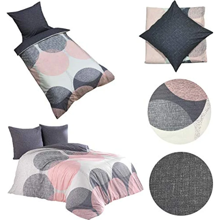 Buymax® Bettwäsche 155x220 cm, 2-teiliges Set aus 100% Baumwolle mit Kissenbezug 80x80 cm, ÖKO-TEX zertifiziert, mit Reißverschluss, Pflegeleicht, Gemusterte Designs – Bild 2