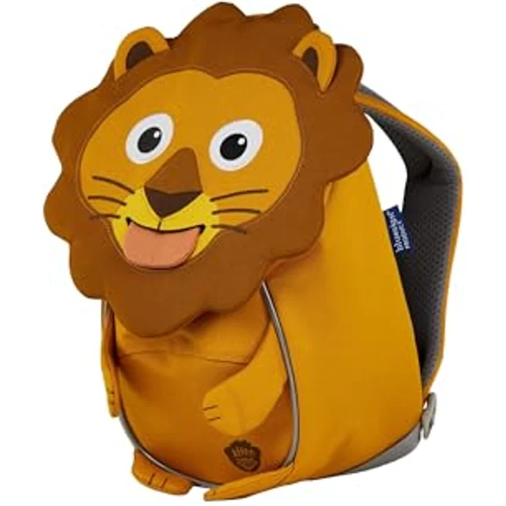 Affenzahn Kleiner Freund Kindergarten-Rucksack Löwe, ergonomisch, reflektierend, mit Namensschild und Ziehzunge, für 1-3 Jährige, Gelb – Bild 2