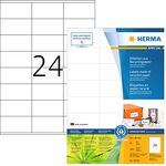 HERMA 10728 Recycling Etiketten DIN A4 (70 x 36 mm, 80 Blatt, Recycling-Papier, matt) selbstklebend, bedruckbar, permanent haftende Adressaufkleber, 1.920 Klebeetiketten, natur-weiß