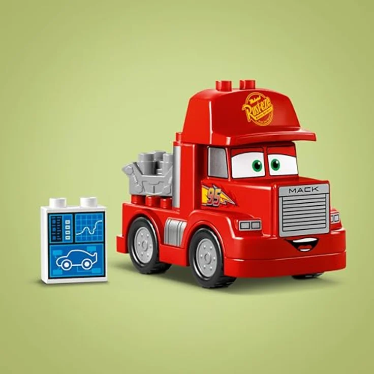 LEGO DUPLO | Disney and Pixar’s Cars Mack Truck beim Rennen, Auto-Set mit LKW-Spielzeug für Kleinkinder ab 2 Jahren, Geschenk für 2-Jährige, die den roten Abschleppwagen aus dem Film lieben 10417 – Bild 3