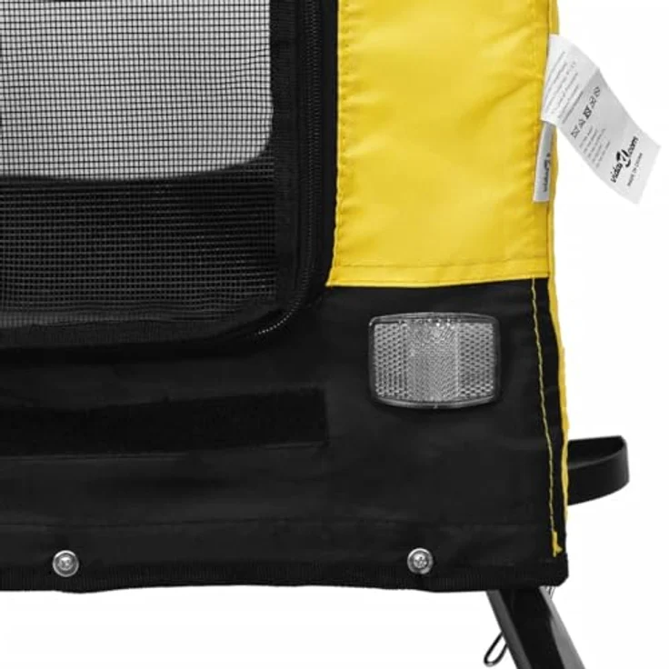 vidaXL Fahrradhundeanhänger Hunde Gelb und Schwarz Oxford-Gewebe & Eisen, robust, komfortabel und sicher – Bild 9