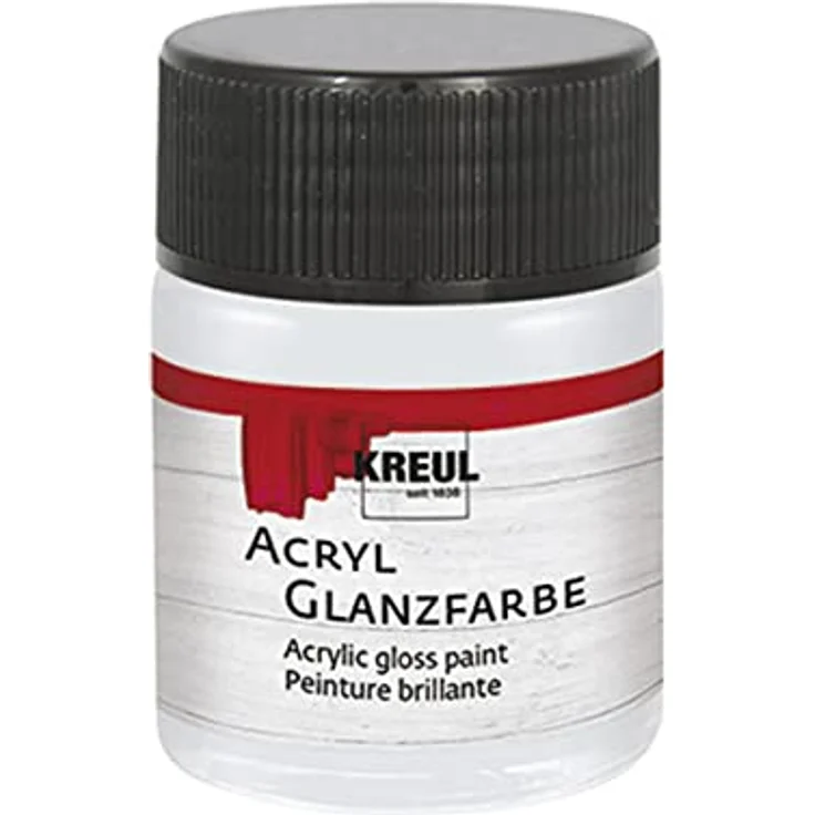 KREUL 79523 Acryl Glanzfarbe, 50 ml hellgrau, glänzend-glatte Acrylfarbe auf Wasserbasis, schnelltrocknend und deckend – Bild 1