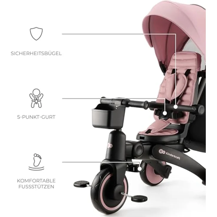 KinderKraft Tricycle JAZZ 2, Dreirad für Kinder, pink – Bild 9
