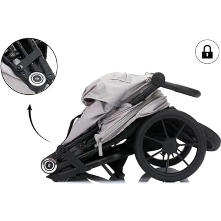 Fillikid Geschwister- & Zwillingskinderwagen Duette bis 22 kg mit Liegeposition & Knickschieber - Grau, inkl. Gratis Mobilitätsgarantie – Bild 7