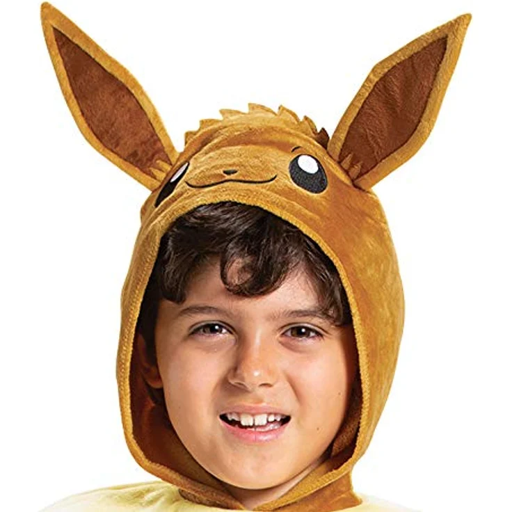 Disguise Pokémon Eevee Kinderkostüm, Kapuzenoverall mit Ohren, Größe M (7–8), aus weichem, atmungsaktivem Material – Bild 3
