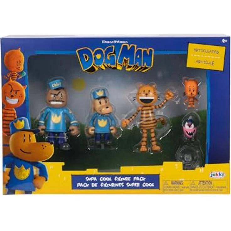 Jakks Pacific Dog Man Film-Actionfiguren-Multipack-Set, 6 cm bewegliche Figuren mit 2-5 Artikulationspunkten, Lil Petey, Petey, Chief und Flippy, ideal für Kinder ab 4 Jahren – Bild 2