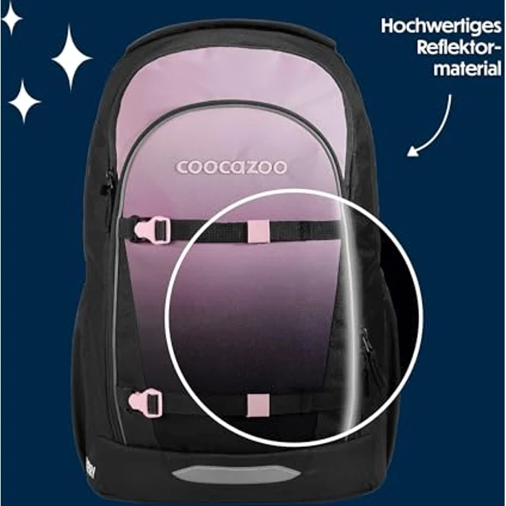 Coocazoo Schulrucksack EVERY „Rose Shadows“, ergonomischer Tornister höhenverstellbar, schwarz-rosa, mit Brustgurt & Hüftgurt, 30 Liter, ab der 3. Klasse – Bild 5