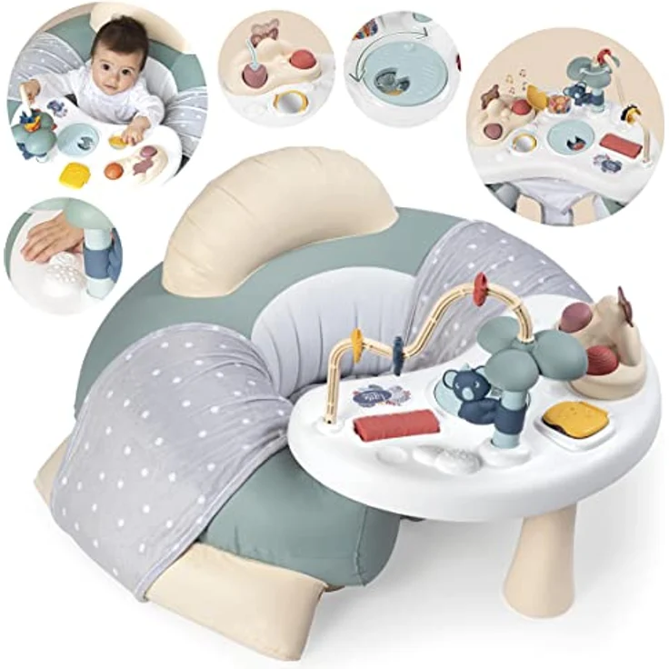 Smoby Toys - Little Smoby Babysitz mit Spieltisch - aufblasbarer Rundsitz mit Rücken- und Armlehne, Sitzbezug und Activity Tisch - für Kinder ab 6 Monate – Bild 2