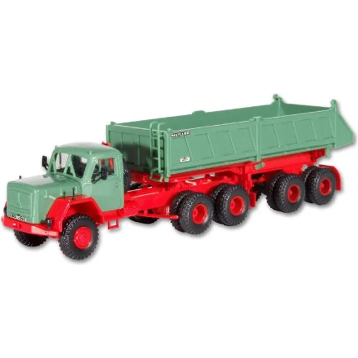 Kibri 14036 - H0 Magirus Deutz mit Meiller Kippsattelaufleger, Maßstabsgetreues Modell für Modelleisenbahnen