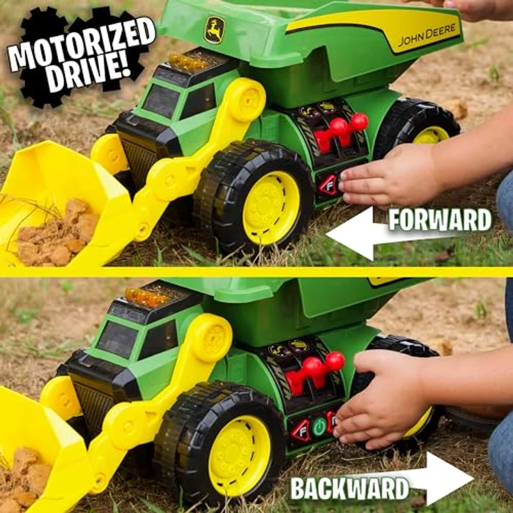 John Deere Maxx Power 2-N-1 Dig Rig, Aufsitz-Bagger-Spielzeug mit Lichtern und Sounds, grün-gelb – Bild 6