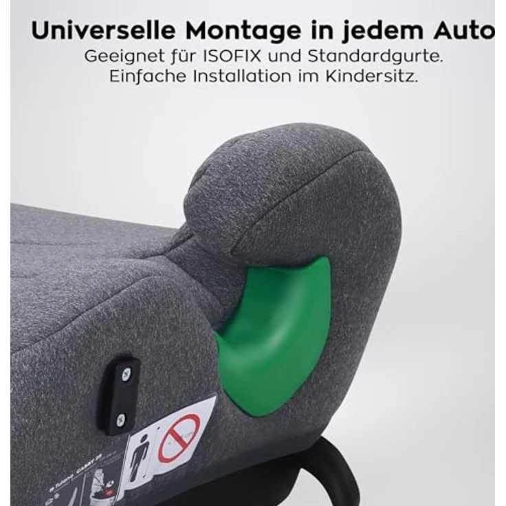 Tulano Cabby 25, Kindersitz, ECE R129/i-Size Norm, grau, universeller Einbau, abnehmbare und waschbare Polsterung, ergonomische Armlehnen – Bild 4
