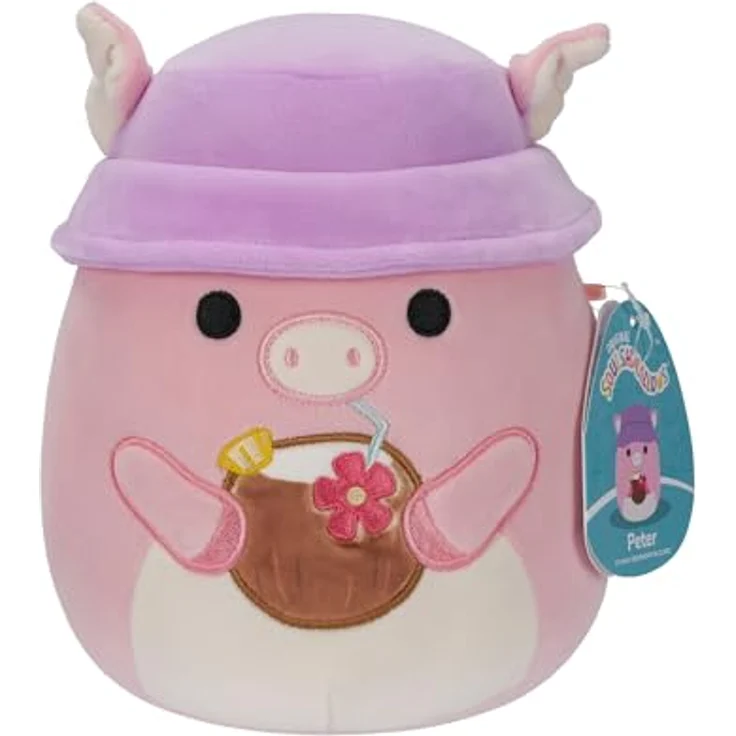 Squishmallows SQCR05382 - Peter das rosa Schwein mit Fischerhut 19 cm, offizielles Jazwares Plüsch, superweiches Kuscheltier – Bild 1
