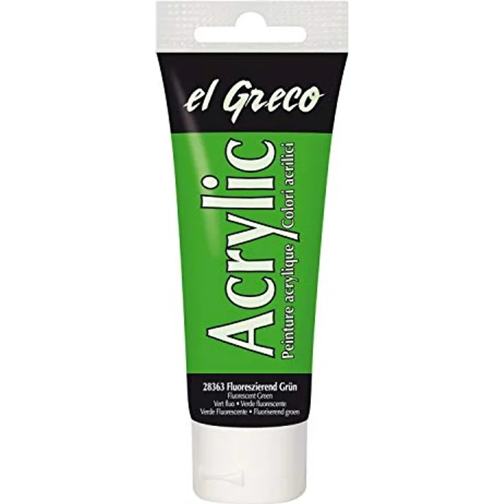 KREUL El Greco Acrylic, 75 ml Tube in fluoreszierend grün, hochpigmentierte Acrylfarbe für pastose Malerei, glänzend und buttrig vermalbar – Bild 1