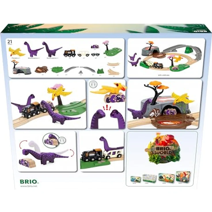 BRIO® Dinosaurier Abenteuer-Set, Spielzeugeisenbahn-Erweiterung BRIO® WORLD, 21-teilig, FSC® - inklusive Lavahöhle und Spielzeug-Dinosauriern – Bild 3