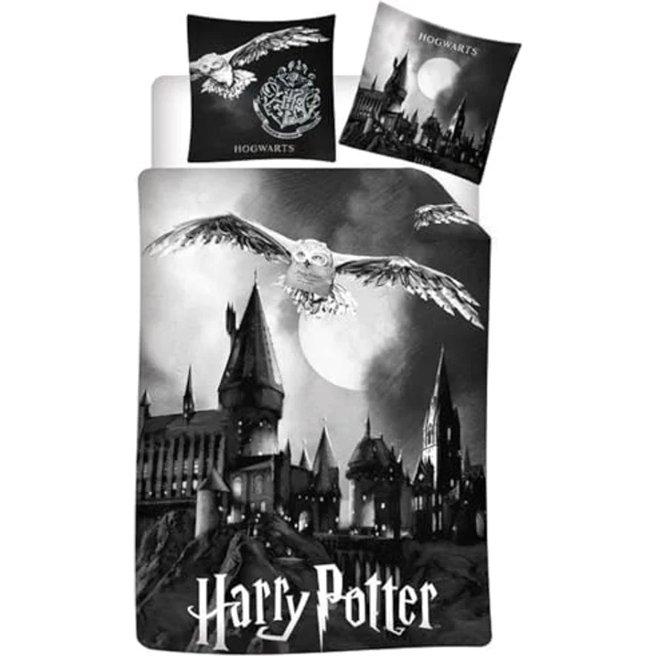BrandMac Harry Potter Wende Bettwäsche Hogwarts 2tlg 135 x 200 cm, 100% Baumwolle, Kräftige Farben, Pflegeleicht, Blau – Bild 1