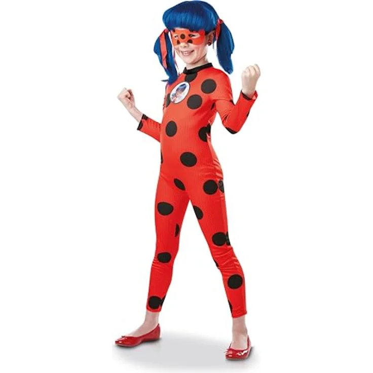 Rubie's Tikki Ladybug Miraculous Kostüm, langärmeliger Jumpsuit mit Maske, Größe S für 3-4 Jahre, rot – Bild 3
