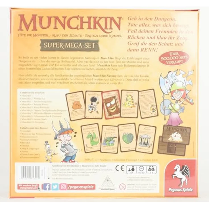 Pegasus Spiele 17035G Munchkin Fantasy Super-Mega-Set, Komplett-Set mit zehn Munchkin-Sets und acht Bonus-Boostern inbegriffen – Bild 5