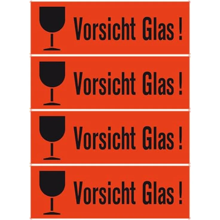 HERMA 1.000 Warnetiketten 6750 rot »Vorsicht Glas!«, selbstklebend, rechteckig, 118 x 39 mm, matte Oberfläche – Bild 1