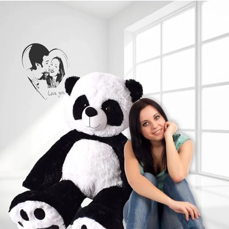 TE-Trend XXL Panda Kuscheltier Bär Teddybär groß Riesen Teddy Pandabär Plüschtier Stofftier 100cm sitzend und liegend verwendbar Mehrfarbig – Bild 3