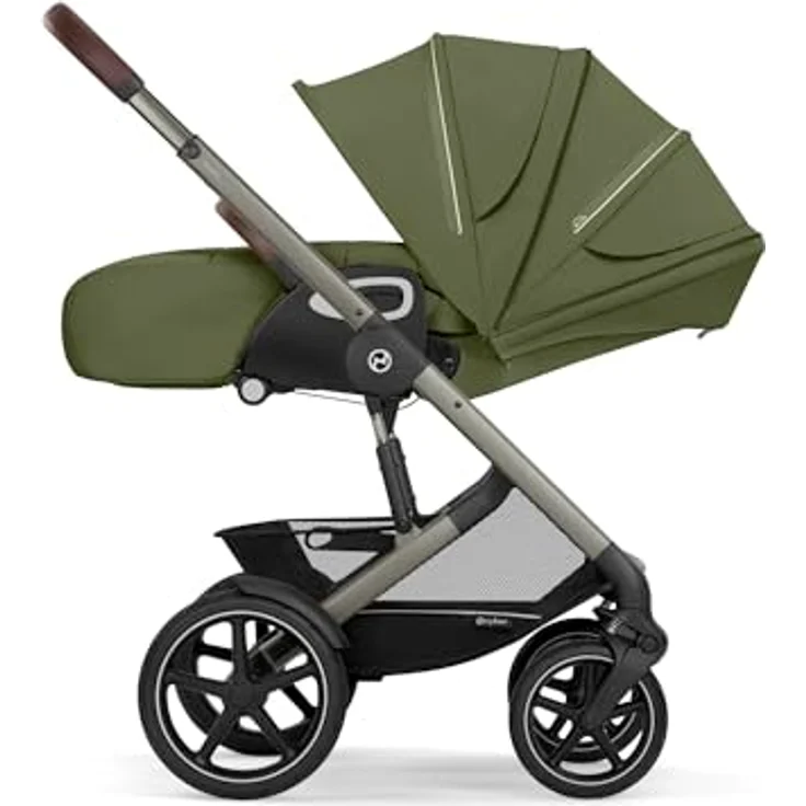 cybex Gold Kinderwagen Talos S LUX Tpe, Khaki, Kombikinderwagen mit 5-Punkte-Gurt, Federung, Einhand-Faltmechanismus, für Babyschale geeignet – Bild 9
