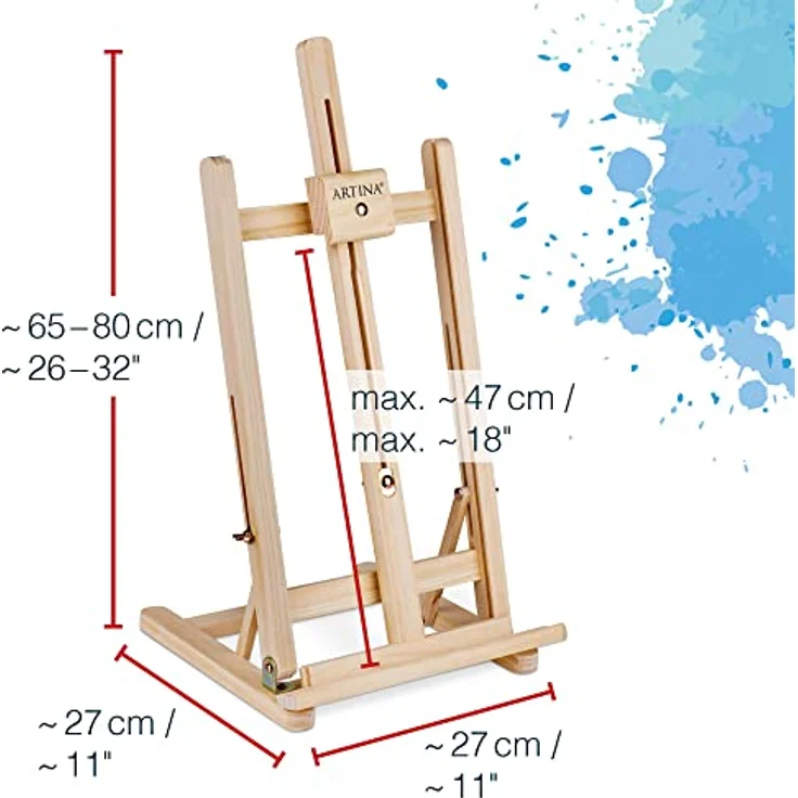 Artina 25tlg. Premium Malset mit Tischstaffelei Lisbon, 8x 12ml Acrylfarben, 5 Leinwände, 4 Pinsel, FSC®-zertifizierte Staffelei – Bild 5