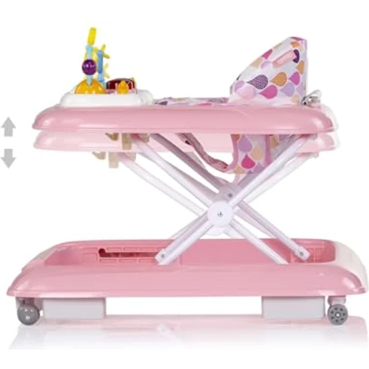 Chipolino Lauflernhilfe Baby Steps mit Musik Spielpanel, klappbar, 360° drehbare Vorderräder, rosa – Bild 3