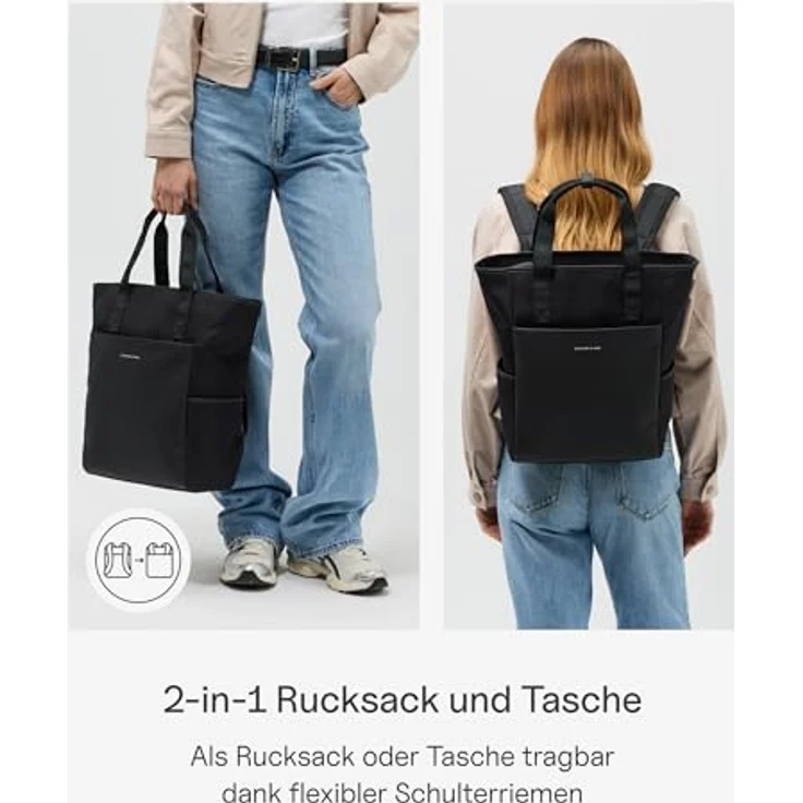 Kapten & Son Lindby Wickelrucksack, 41 cm, aus 100% PET, schwarz – Bild 3