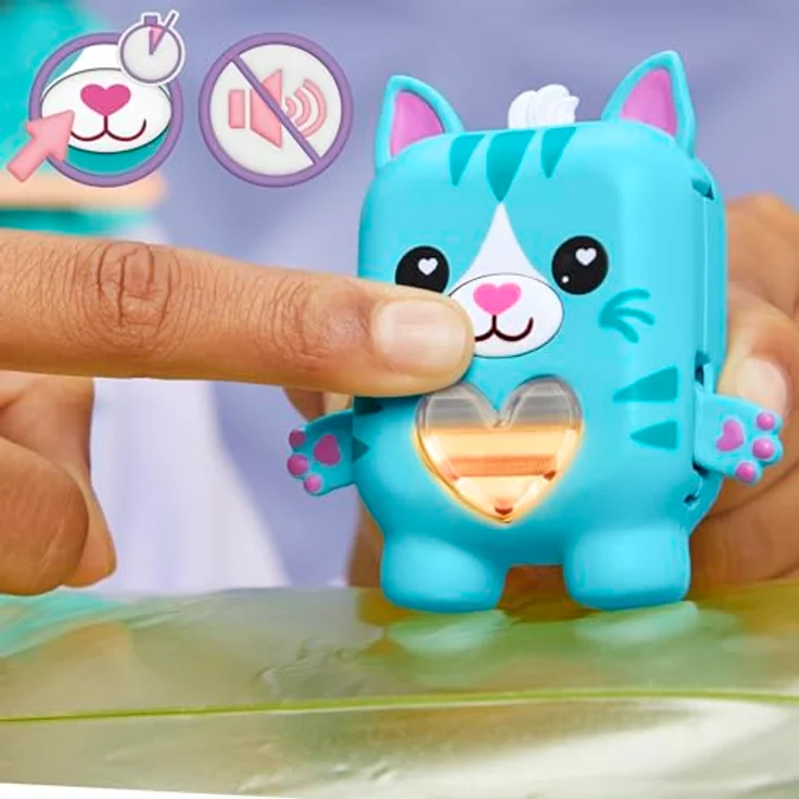 Nano-Mals Pawtricia, elektronisches Fidget-Tierchen in Blau mit farbwechselnder Herzanzeige, interaktiven Geräuschen und ansteckbarem Outfit – Bild 6