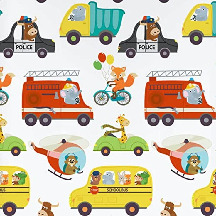 ESPiCO Bettwäsche Trendy Bedding Verkehr Polizei Feuerwehr Schulbus Helikopter Motorrad Cabrio Tiere Renforcé, 135x200 cm, 100% Baumwolle, Kids-Motive, Wendeoptik, weiß gepunktete Abseite – Bild 4